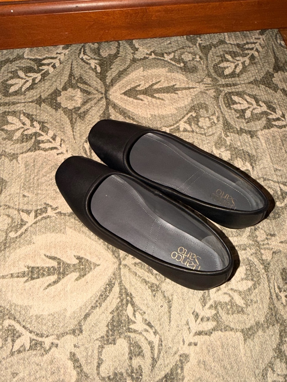 Franco Sarto Black Round-Toe Slip-On Flats